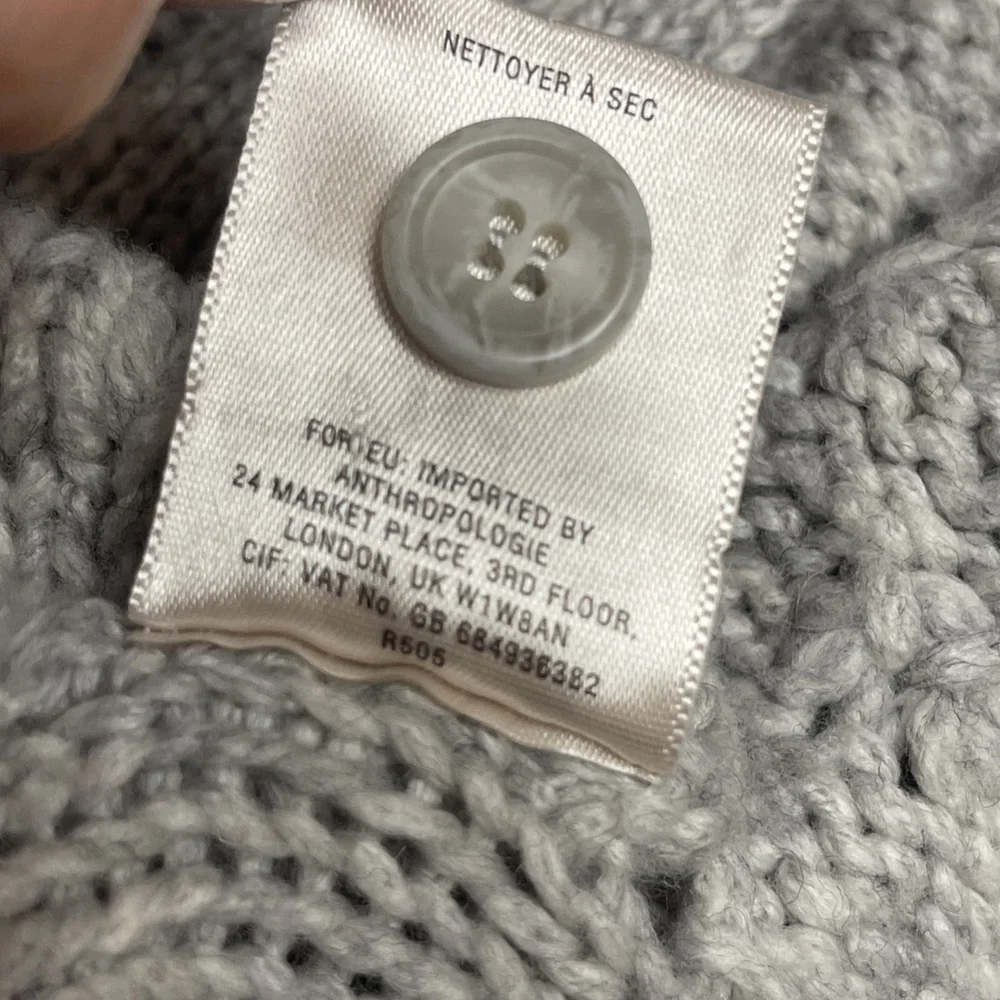 Sparrow By Anrhropology Gray Cowl Neck 40% Merino Buttoned Cardigan Sz L $158